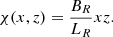 $$ \begin{aligned} \chi (x,z) = \displaystyle \frac{B_R}{L_R} xz {.} \end{aligned} $$