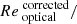 $ Re_{\text{ optical}}^{\text{ corrected}}/ $
