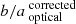 $ b/a_{\text{ optical}}^{\text{ corrected}} $