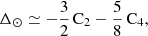 $$ \begin{aligned} \Delta _\odot \simeq -\frac{3}{2} \, \mathrm{C} _2 - \frac{5}{8} \, \mathrm{C} _4, \end{aligned} $$