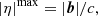$$ \begin{aligned} |\eta |^{\mathrm{max}} = |\boldsymbol{b}|/c, \end{aligned} $$