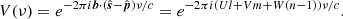 $$ \begin{aligned} V(\nu ) = e^{-2\pi i \boldsymbol{b}\cdot (\hat{\boldsymbol{s}}-\hat{\boldsymbol{p}})\nu /c} = e^{-2\pi i\left(Ul + Vm + W(n-1)\right)\nu /c}. \end{aligned} $$