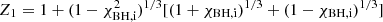 $ Z_{1} = 1 + (1-\chi_\mathrm{{BH,i}}^{2})^{1/3}[(1+\chi_\mathrm{{BH,i}})^{1/3}+(1-\chi_\mathrm{{BH,i}})^{1/3}] $
