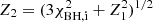 $ Z_{2} = (3\chi_\mathrm{{BH,i}}^{2}+Z_{1}^{2})^{1/2} $