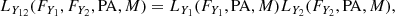 $$ \begin{aligned} L_{Y_{12}}(F_{Y_1},F_{Y_2},\mathrm{PA},M) = L_{Y_1}(F_{Y_1},\mathrm{PA},M) L_{Y_2}(F_{Y_2},\mathrm{PA},M), \end{aligned} $$