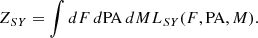 $$ \begin{aligned} Z_{SY} = \int dF\,d\mathrm{PA}\,dM L_{SY}(F,\mathrm{PA},M). \end{aligned} $$