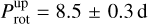 $P_{{\rm{rot}}}^{{\rm{up}}} = 8.5 \pm 0.3{\rm{d}}$