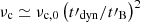$ \nu_{\mathrm{c}}\simeq \nu_{\mathrm{c,0}}\left(t\prime_{\mathrm{dyn}}/t\prime_{\mathrm{B}}\right)^2 $