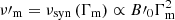 $ \nu\prime_{\mathrm{m}}=\nu_{\mathrm{syn}}\left(\Gamma_{\mathrm{m}}\right)\propto B\prime_0 \Gamma_{\mathrm{m}}^2 $