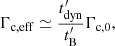 $$ \begin{aligned} \Gamma _{\rm c,eff}\simeq \frac{t^{\prime }_{\rm dyn}}{t^{\prime }_{\rm B}}\Gamma _{\rm c,0}, \end{aligned} $$