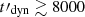 $ t\prime_{\mathrm{dyn}}\gtrsim 8000 $