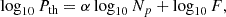 $$ \begin{aligned} \log _{10} P_{\rm th} = \alpha \log _{10} N_p + \log _{10} F ,\end{aligned} $$