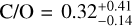 ${\rm{C/O}} = 0.32_{ - 0.14}^{ + 0.41}$