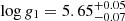$ \log g_{1} = 5.65^{+0.05}_{-0.07} $