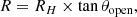 $$ \begin{aligned} R=R_{H} \times \tan {\theta _{\rm open}}, \end{aligned} $$
