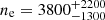 $ n_{\mathrm{e}} = 3800_{-1300}^{+2200} $