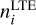 ${n_i^{{\rm{LTE}}}}$