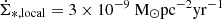 $ \dot{\Sigma}_{*,\mathrm{local}} = 3\times 10^{-9}~\mathrm{M}_{\odot}\mathrm{pc}^{-2}\mathrm{yr}^{-1} $
