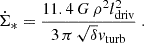 $$ \begin{aligned} \dot{\Sigma }_*=\frac{11.4\,G\,\rho ^2 l_{\rm driv}^2}{3\,\pi \,\sqrt{\delta } { v}_{\rm turb}}\ . \end{aligned} $$