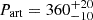 $ P_{\mathrm{art}}= 360_{-10}^{+20} $