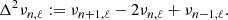 $$ \begin{aligned} \Delta ^2\nu _{n,\ell } := \nu _{n{+}1,\ell } - 2 \nu _{n,\ell } + \nu _{n{-}1,\ell }. \end{aligned} $$