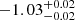 $ -1.03_{-0.02}^{+0.02} $