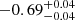$ -0.69_{-0.04}^{+0.04} $