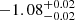 $ -1.08_{-0.02}^{+0.02} $