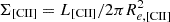 $ \Sigma_{\mathrm{[CII}]}=L_{\mathrm{[CII}]}/2\pi R_{e,{\mathrm{[CII]}}}^{2} $