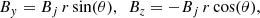 $$ \begin{aligned} B_{y} = B_{j}\, r\, \mathrm{sin(\theta )},\ \ B_{z} = -B_{j}\, r\, \mathrm{cos(\theta )}, \end{aligned} $$