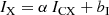$$ \begin{aligned} I_{\mathrm{X}}&= \alpha \, I_{\mathrm{CX}} + b_{\rm I} \end{aligned} $$