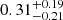 $ 0.31^{+0.19}_{-0.21} $
