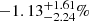 $ -1.13^{+1.61}_{-2.24}\% $