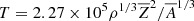$ T = 2.27\times10^5\rho^{1/3}\overline{Z}^2/\overline{A}^{1/3} $