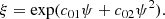 $$ \begin{aligned} \xi&= \exp (c_{01}\psi + c_{02}\psi ^2). \end{aligned} $$