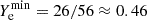 $ Y_{\mathrm{e}}^{\mathrm{min}}= 26/56 \approx 0.46 $