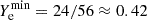$ Y_{\mathrm{e}}^{\mathrm{min}} = 24/56 \approx 0.42 $