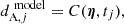 $$ \begin{aligned} d_{\mathrm{A} , j}^{\ \mathrm{model} } = C(\boldsymbol{\eta },t_{j}), \end{aligned} $$