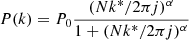 $$ \begin{aligned} P(k) = P_{0}\frac{(N k^{*} / 2 \pi j)^{\alpha }}{1 + (N k^{*} / 2 \pi j)^{\alpha }} \end{aligned} $$