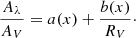 $$ \begin{aligned} \frac{A_{\lambda }}{A_{V}} = a(x) + \frac{b(x)}{R_{V}}\cdot \end{aligned} $$