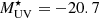 $ M^{\star}_{\mathrm{UV}} = -20.7 $
