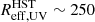 $ R_{\mathrm{eff,UV}}^{\mathrm{HST}} \sim 250 $