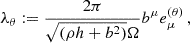 $$ \begin{aligned} \lambda _{\theta }:=\frac{2\pi }{\sqrt{(\rho h +b^2)}\Omega } b^{\mu }e_{\mu }^{(\theta )}\,, \end{aligned} $$