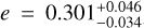 $e = 0.301_{ - 0.034}^{ + 0.046}$