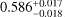 $0.586_{ - 0.018}^{ + 0.817}$