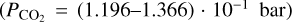 $\left( {{P_{{\rm{C}}{{\rm{O}}_2}}} = (1.196 - 1.366) \cdot {{10}^{ - 1}}{\rm{ bar }}} \right)$