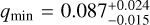 ${q_{\min }} = 0.087_{ - 0.015}^{ + 0.024}$