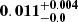 $ \mathbf{0.011^{+0.004}_{-0.0}} $