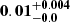 $ \mathbf{0.01^{+0.004}_{-0.0}} $