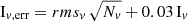 $ \mathrm{I}_{v,\mathrm{err}} = rms_v\,\sqrt{N_v}+0.03\,\mathrm{I}_{v} $